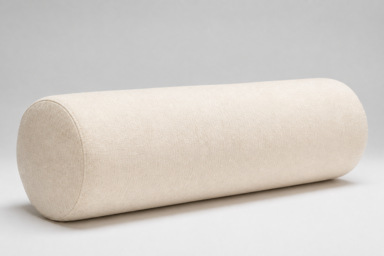 Cylindrical cream bolster pillow for sofa and back support